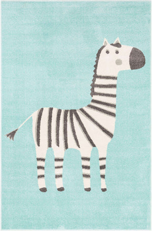 Teal 5' 3 x 8' Whimsy Kids Rectangle Rug