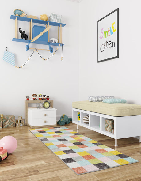 Multicolor 2' 2 x 3' 11 Whimsy Kids Runner Area Rug for Baby Nursery, Toddler Playroom,  Bedrooms Playful Fun Design Easy Clean Carpet for Sale at Rug Engine