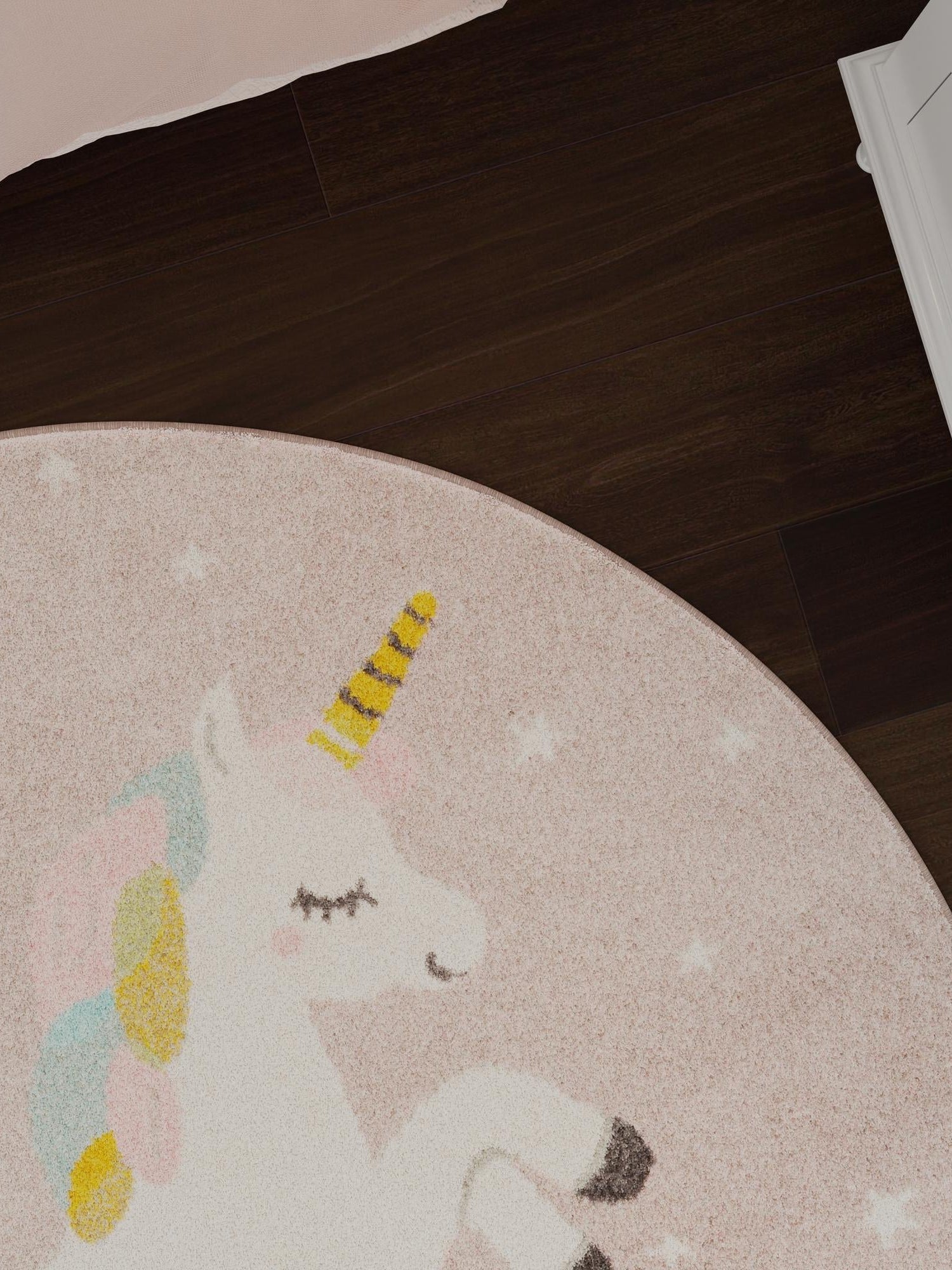 Pink 7' 10 x 7' 10 Whimsy Kids Round Area Rug for Baby Nursery, Toddler Playroom,  Bedrooms Playful Fun Design Easy Clean Carpet for Sale at Rug Engine