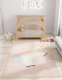 Pink 3' 11 x 5' 11 Whimsy Kids Rectangle Area Rug for Baby Nursery, Toddler Playroom, Bedrooms