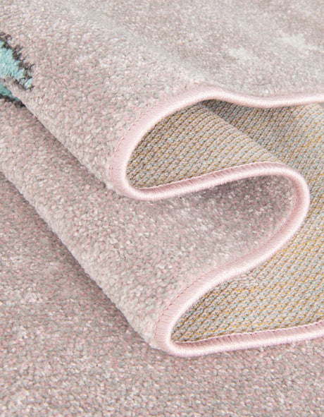 Pink 2' 2 x 2' 11 Whimsy Kids Rectangle Area Rug for Baby Nursery, Toddler Playroom,  Bedrooms Playful Fun Design Easy Clean Carpet for Sale at Rug Engine