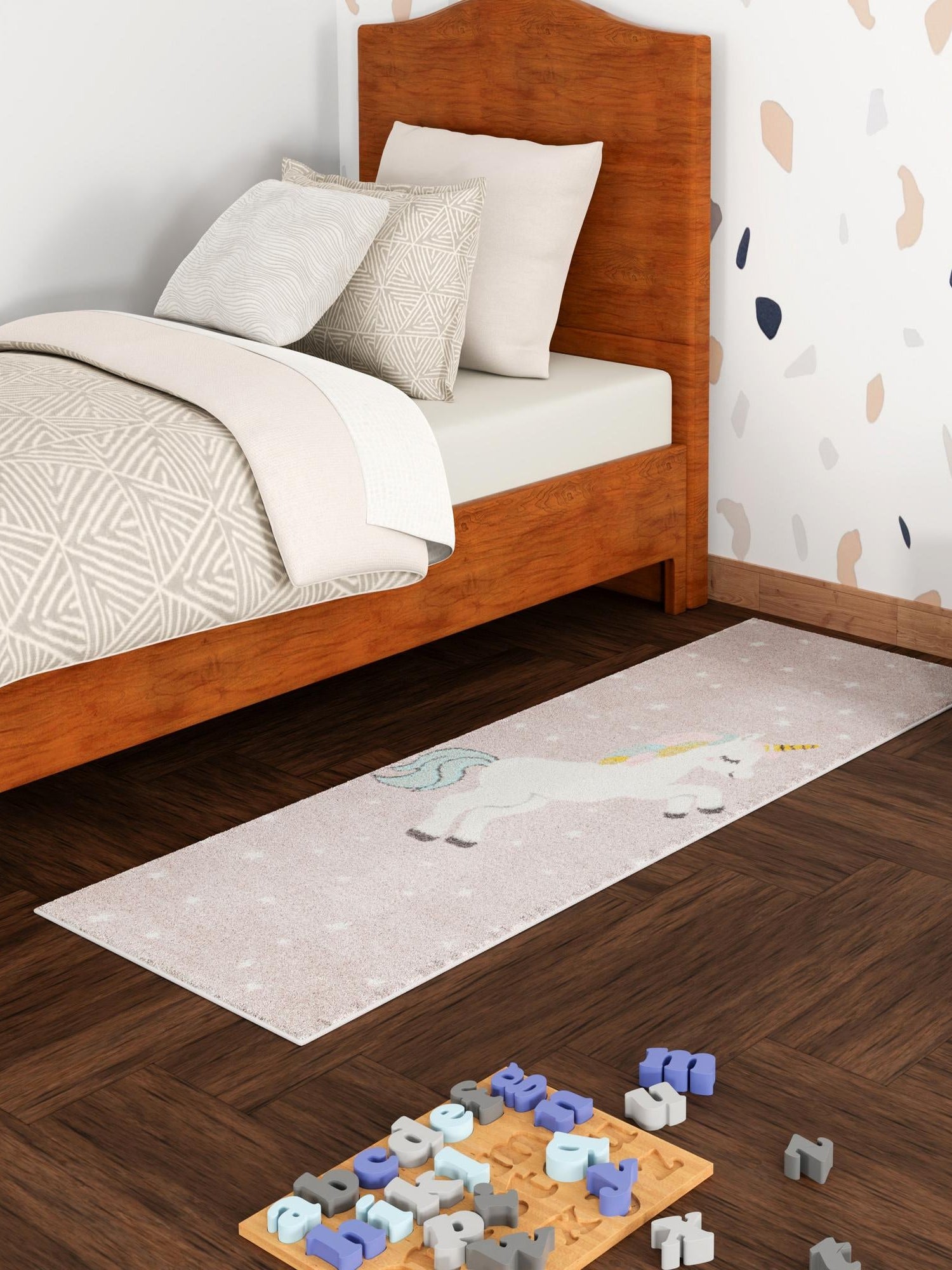 Pink 2' 2 x 6' 1 Whimsy Kids Runner Area Rug for Baby Nursery, Toddler Playroom,  Bedrooms Playful Fun Design Easy Clean Carpet for Sale at Rug Engine