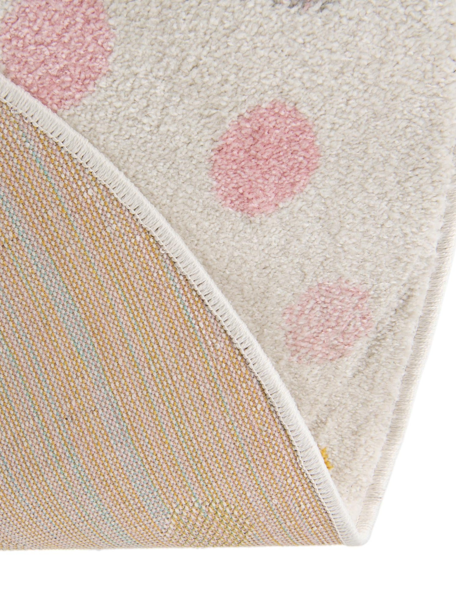 Ivory 7' 10 x 7' 10 Whimsy Kids Round Area Rug for Baby Nursery, Toddler Playroom, Bedrooms