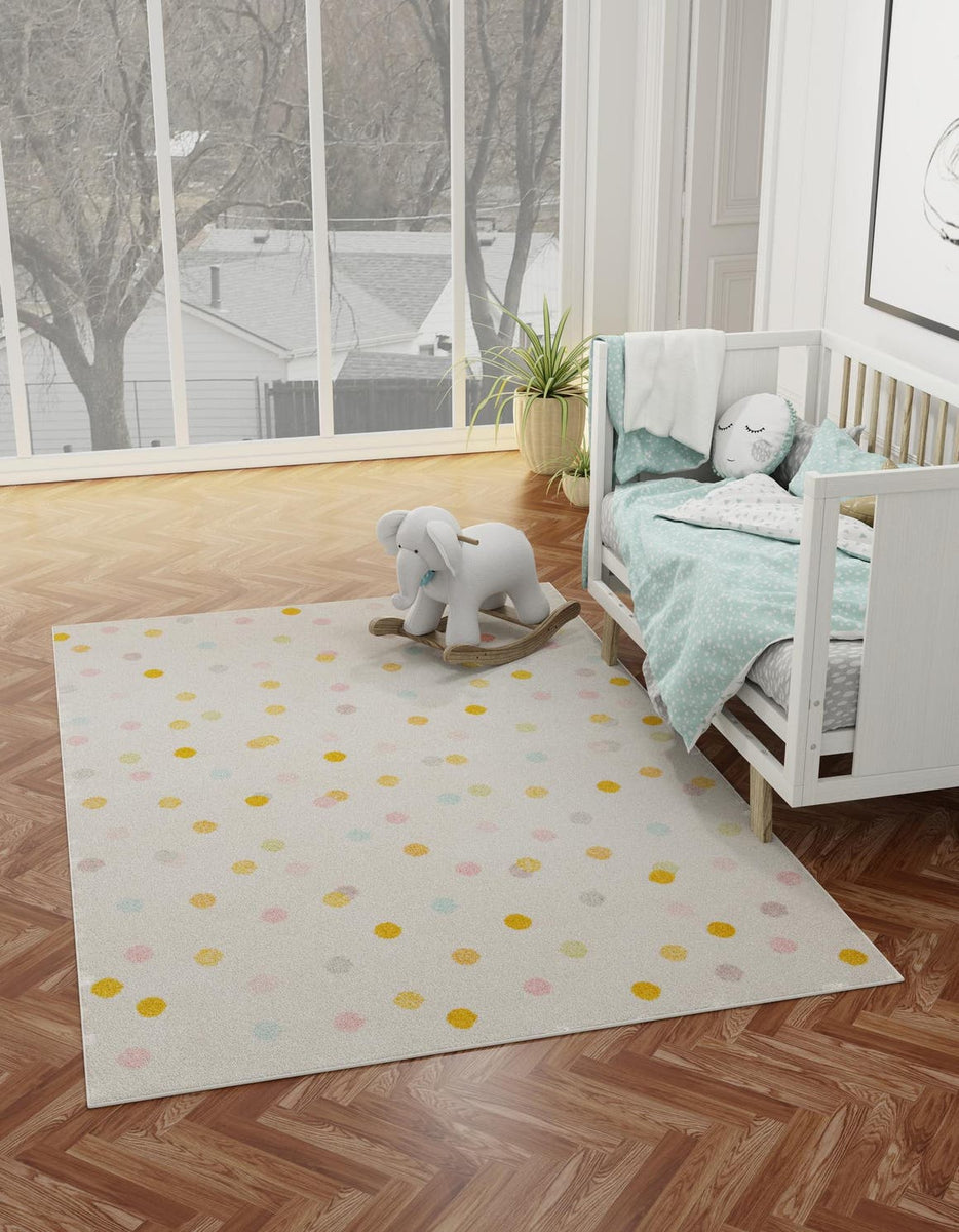 Ivory 2' 2 x 2' 11 Whimsy Kids Rectangle Area Rug for Baby Nursery, To ...