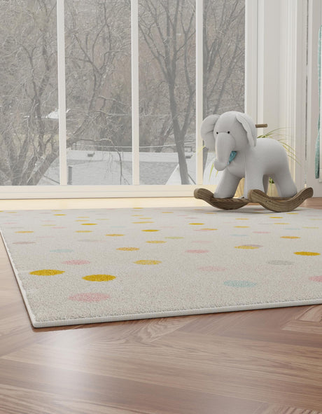 Ivory 5' 3 x 8' Whimsy Kids Rectangle Area Rug for Baby Nursery, Toddler Playroom,  Bedrooms Playful Fun Design Easy Clean Carpet for Sale at Rug Engine
