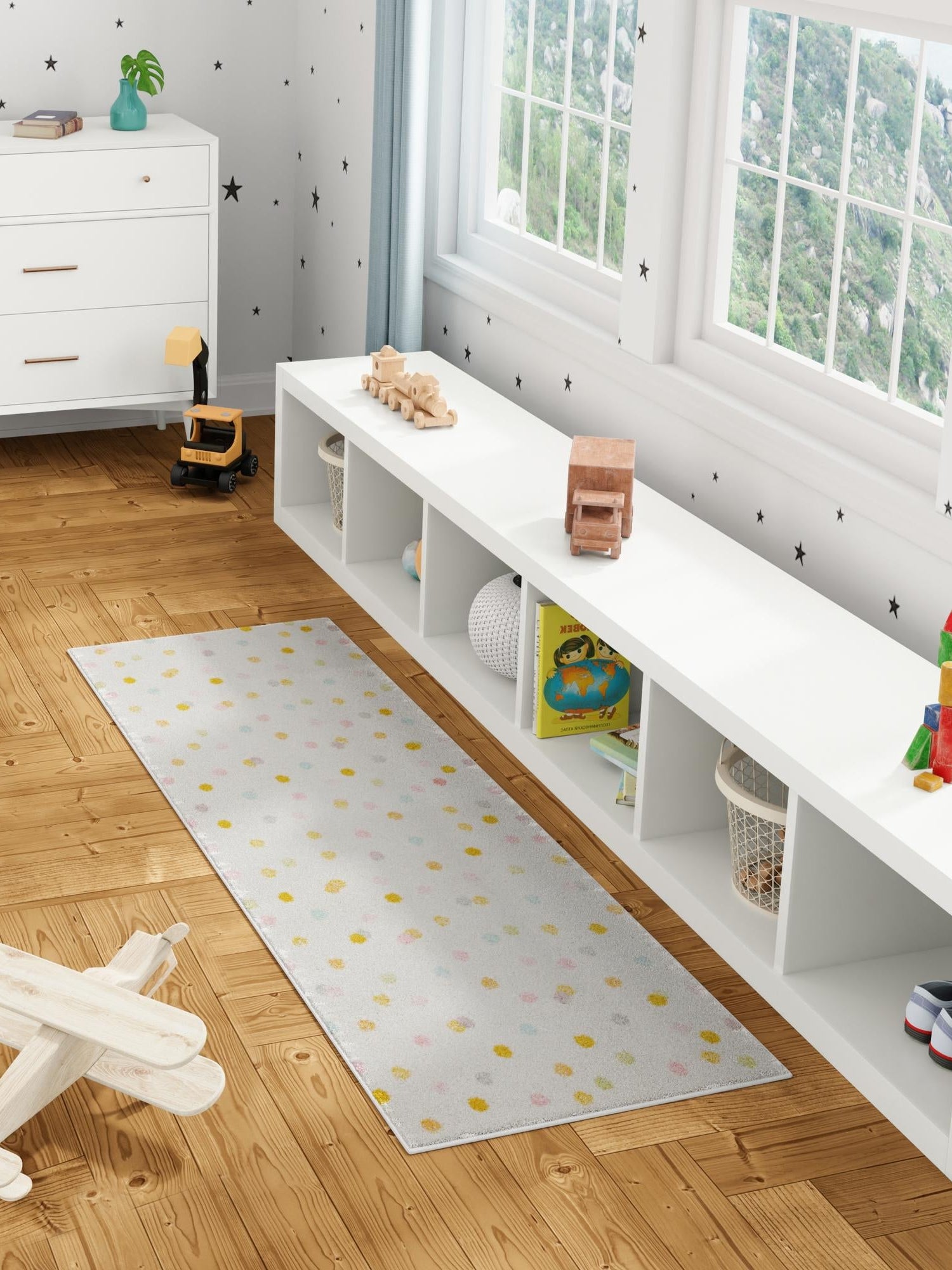 Ivory 2' 2 x 3' 11 Whimsy Kids Runner Area Rug for Baby Nursery, Toddler Playroom, Bedrooms