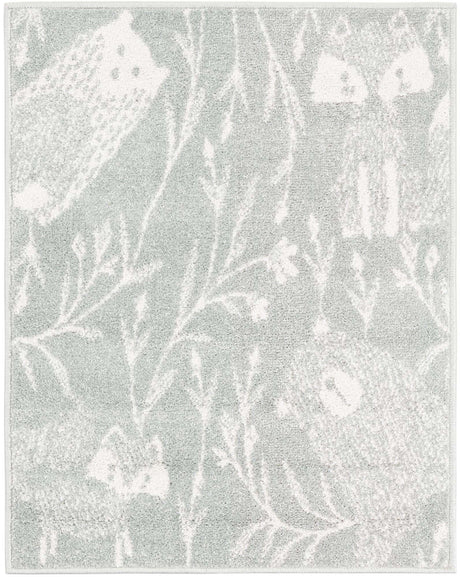 Gray 2' 2 x 2' 11 Whimsy Kids Rectangle Area Rug for Baby Nursery, Toddler Playroom, Bedrooms