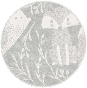 Gray 3' 3 x 3' 3 Whimsy Kids Round Rug