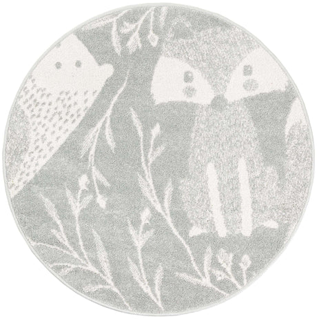 Gray 3' 3 x 3' 3 Whimsy Kids Round Rug