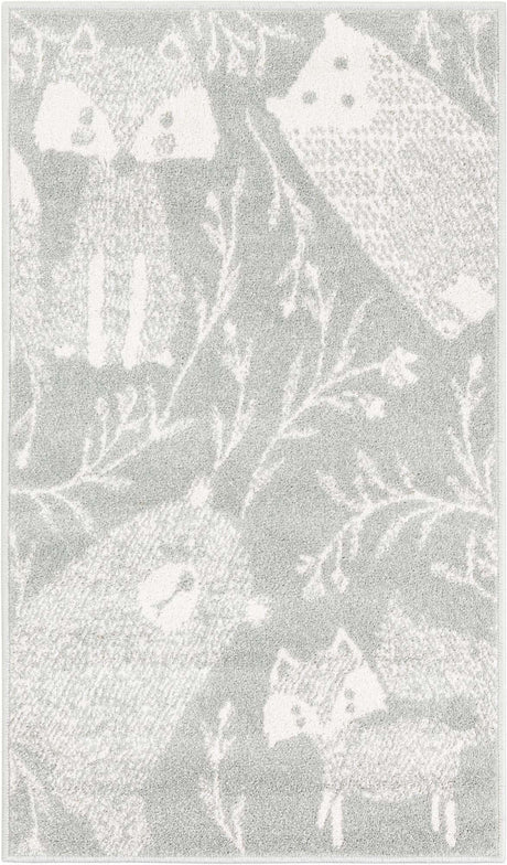Gray 2' 2 x 4' Whimsy Kids Runner Rug