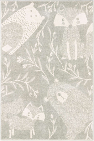Gray 3' 11 x 5' 11 Whimsy Kids Rectangle Area Rug for Baby Nursery, Toddler Playroom, Bedrooms