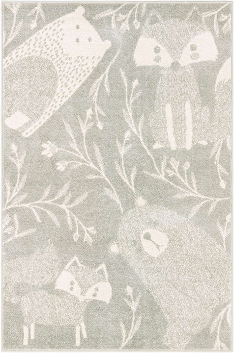 Gray 4' x 6' Whimsy Kids Rectangle Rug