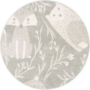 Gray 5' 3 x 5' 3 Whimsy Kids Round Rug