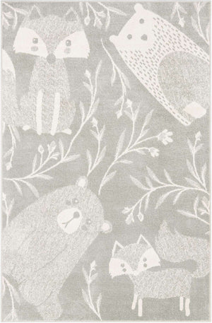 Gray 5' 3 x 8' Whimsy Kids Rectangle Rug