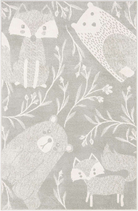 Gray 5' 3 x 8' Whimsy Kids Rectangle Rug