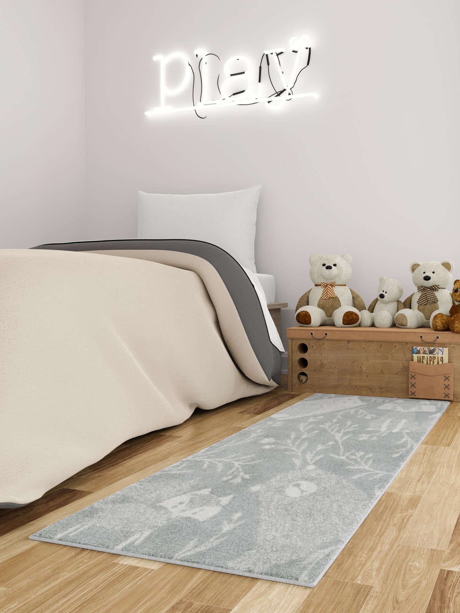 Gray 2' 2 x 6' 1 Whimsy Kids Runner Area Rug for Baby Nursery, Toddler Playroom,  Bedrooms Playful Fun Design Easy Clean Carpet for Sale at Rug Engine