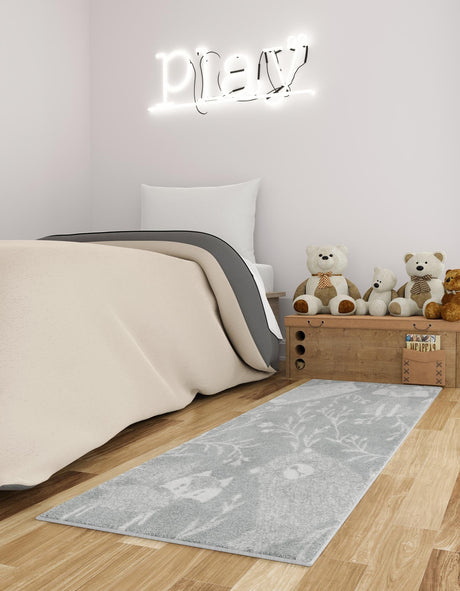 Gray 2' 2 x 6' 1 Whimsy Kids Runner Area Rug for Baby Nursery, Toddler Playroom,  Bedrooms Playful Fun Design Easy Clean Carpet for Sale at Rug Engine