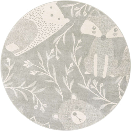 Gray 8' x 8' Whimsy Kids Round Rug