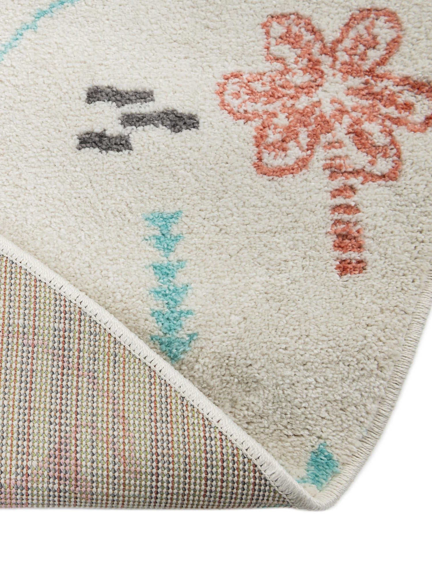 Ivory 3' 3 x 3' 3 Whimsy Kids Round Area Rug for Baby Nursery, Toddler Playroom, Bedrooms