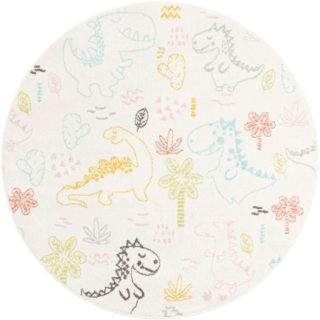 Ivory 5' 3 x 5' 3 Whimsy Kids Round Rug