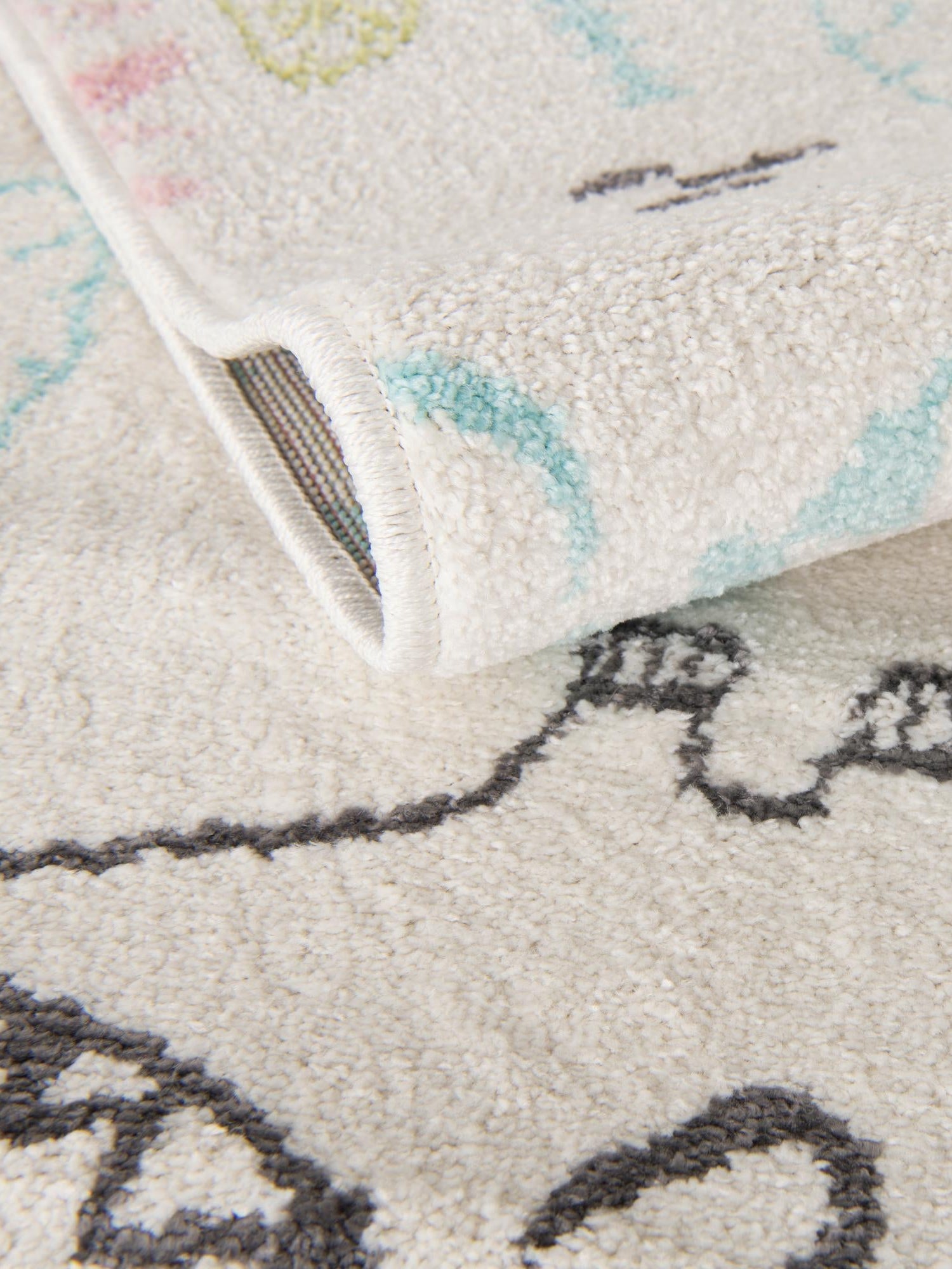 Ivory 7' 10 x 10' Whimsy Kids Rectangle Area Rug for Baby Nursery, Toddler Playroom, Bedrooms