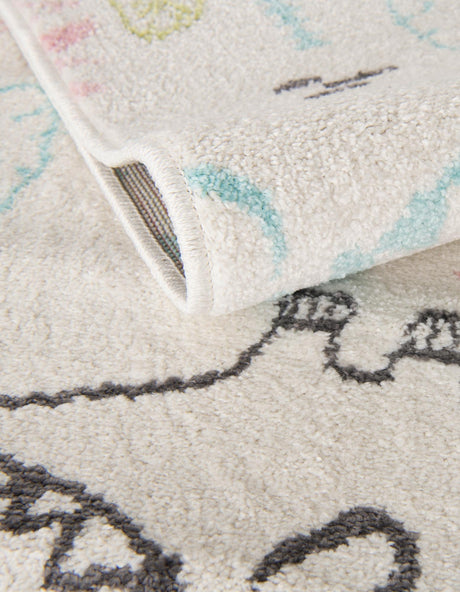 Ivory 7' 10 x 10' Whimsy Kids Rectangle Area Rug for Baby Nursery, Toddler Playroom,  Bedrooms Playful Fun Design Easy Clean Carpet for Sale at Rug Engine