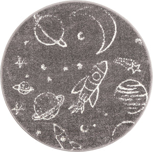 Gray 3' 3 x 3' 3 Whimsy Kids Round Rug