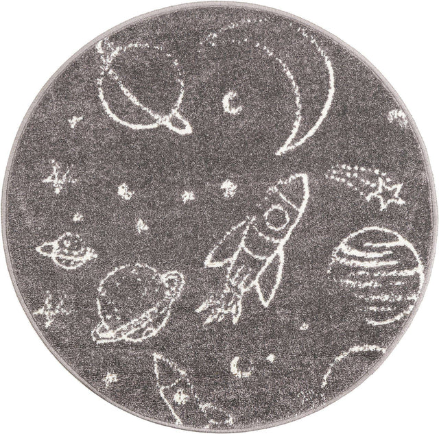 Gray 3' 3 x 3' 3 Whimsy Kids Round Rug