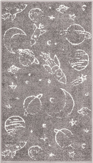 Gray 2' 2 x 4' Whimsy Kids Runner Rug