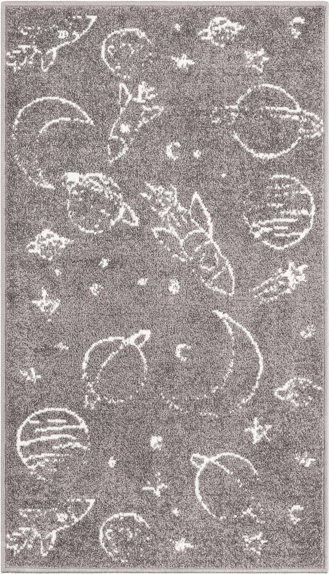 Gray 2' 2 x 4' Whimsy Kids Runner Rug