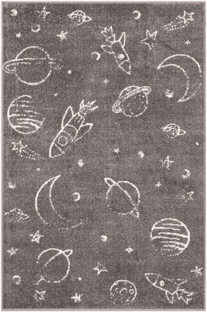 Gray 4' x 6' Whimsy Kids Rectangle Rug