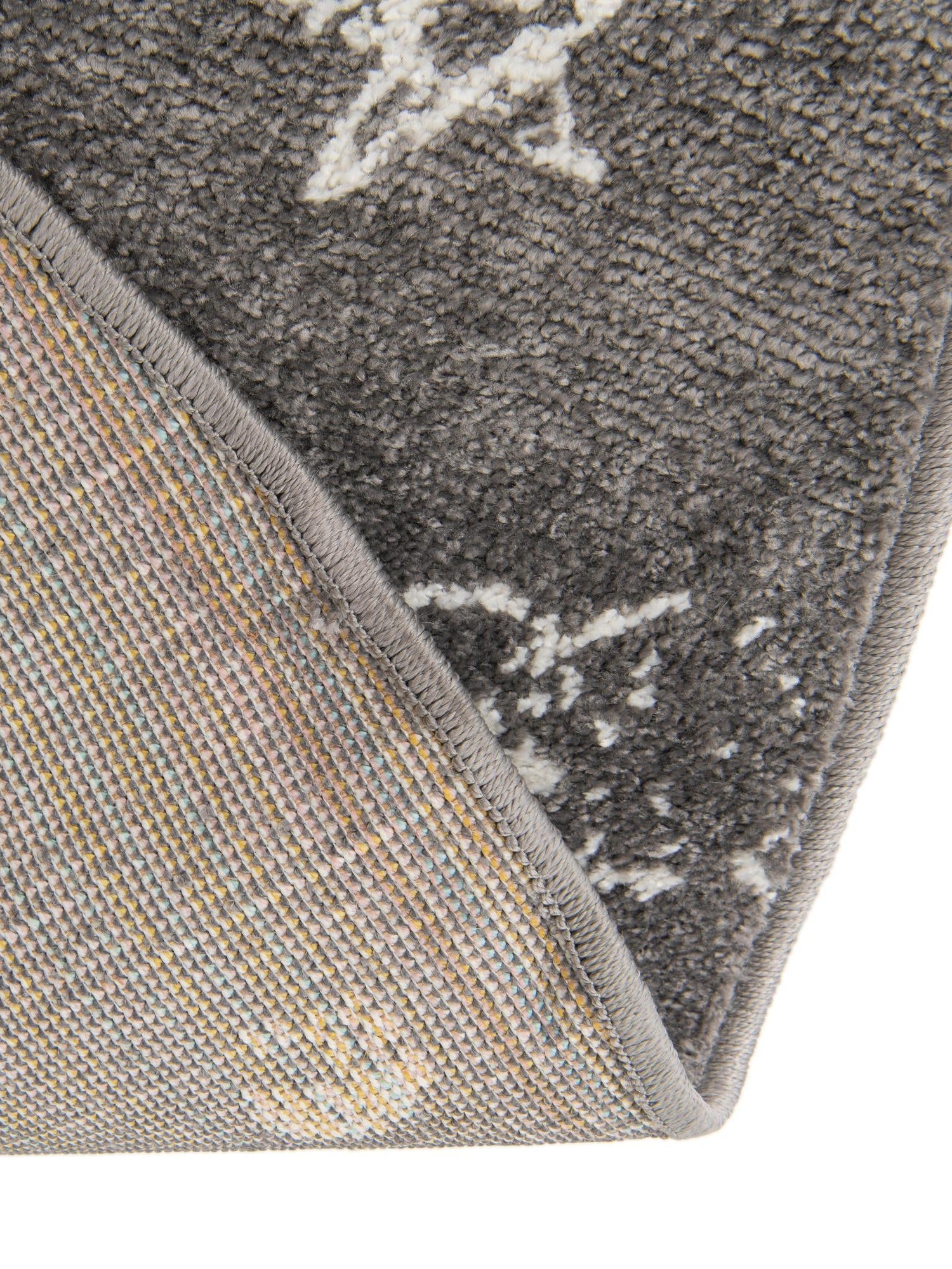 Gray 7' 10 x 7' 10 Whimsy Kids Round Area Rug for Baby Nursery, Toddler Playroom, Bedrooms