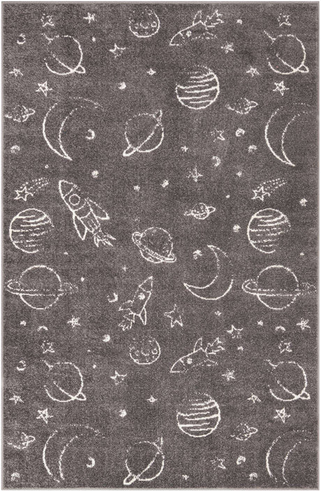 Gray 5' 3 x 8' Whimsy Kids Rectangle Rug