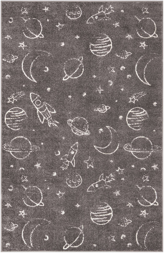 Gray 5' 3 x 8' Whimsy Kids Rectangle Rug