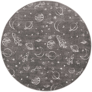 Gray 8' x 8' Whimsy Kids Round Rug