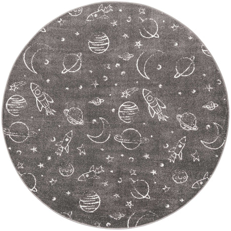Gray 8' x 8' Whimsy Kids Round Rug