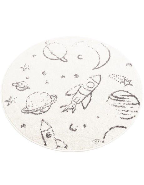 Ivory 3' 3 x 3' 3 Whimsy Kids Round Area Rug for Baby Nursery, Toddler Playroom,  Bedrooms Playful Fun Design Easy Clean Carpet for Sale at Rug Engine