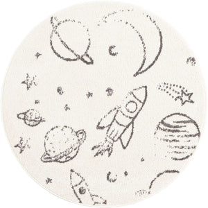 Ivory 3' 3 x 3' 3 Whimsy Kids Round Rug