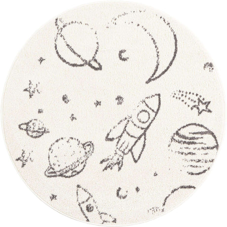 Ivory 3' 3 x 3' 3 Whimsy Kids Round Rug