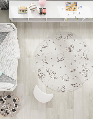 Ivory 3' 3 x 3' 3 Whimsy Kids Round Rug