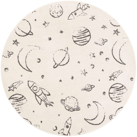 Ivory 5' 3 x 5' 3 Whimsy Kids Round Rug