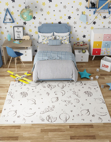 Ivory 2' 2 x 3' Whimsy Kids Rectangle Rug
