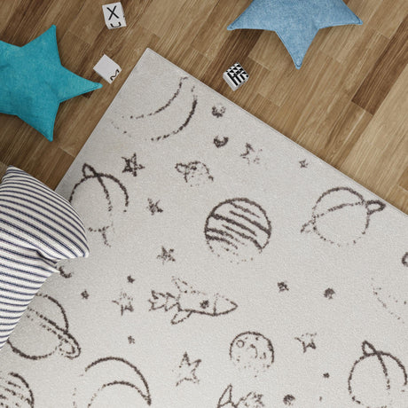 Ivory 2' 2 x 2' 11 Whimsy Kids Rectangle Area Rug for Baby Nursery, Toddler Playroom,  Bedrooms Playful Fun Design Easy Clean Carpet for Sale at Rug Engine