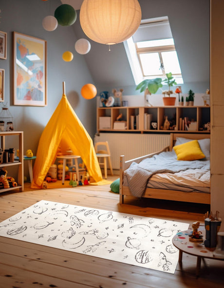 Ivory 2' 2 x 3' 11 Whimsy Kids Runner Area Rug for Baby Nursery, Toddler Playroom,  Bedrooms Playful Fun Design Easy Clean Carpet for Sale at Rug Engine