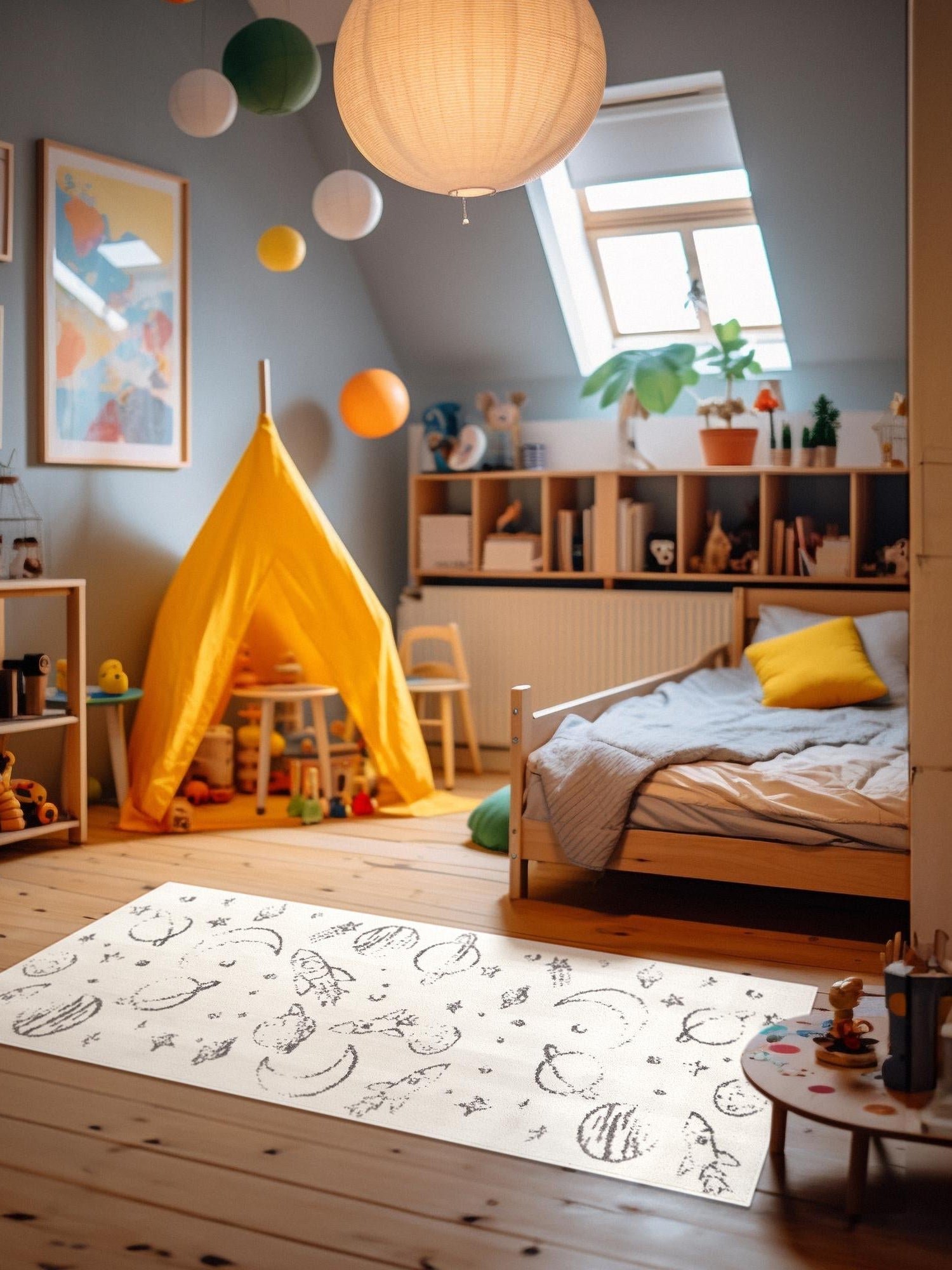 Ivory 2' 2 x 6' 1 Whimsy Kids Runner Area Rug for Baby Nursery, Toddler Playroom, Bedrooms