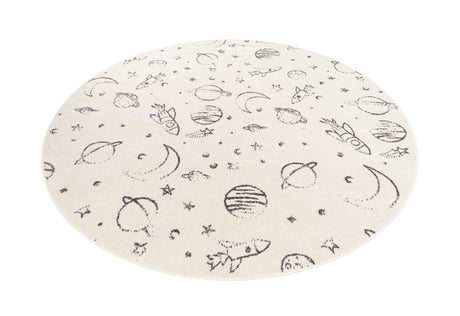 Ivory 7' 10 x 7' 10 Whimsy Kids Round Area Rug for Baby Nursery, Toddler Playroom,  Bedrooms Playful Fun Design Easy Clean Carpet for Sale at Rug Engine