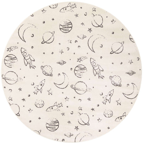 Ivory 8' x 8' Whimsy Kids Round Rug