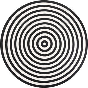 Washable Black and White 10' x 10' Eco Verse Indoor Outdoor Washable Round Area Rug Easy to Clean Stain Resistant & Durable Weather Resistant for Patio, Deck, Terrace, Balcony, Porch 100% PET Polyester (Recycled Plastic Bottles) for Sale at Rug Engine