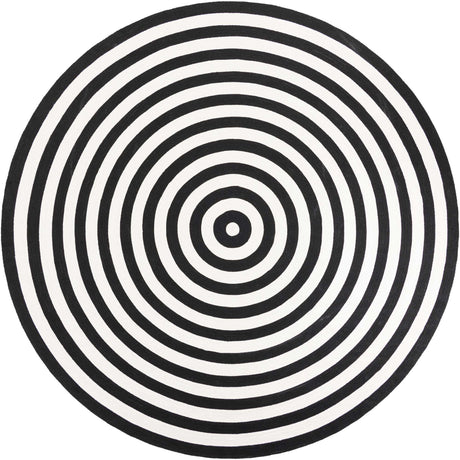 Washable Black and White 10' x 10' Eco Verse Indoor Outdoor Washable Round Area Rug Easy to Clean Stain Resistant & Durable Weather Resistant for Patio, Deck, Terrace, Balcony, Porch 100% PET Polyester (Recycled Plastic Bottles) for Sale at Rug Engine
