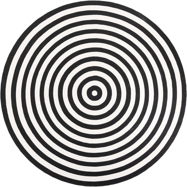 Washable Black and White 10' x 10' Eco Verse Indoor Outdoor Washable Round Area Rug Easy to Clean Stain Resistant & Durable Weather Resistant for Patio, Deck, Terrace, Balcony, Porch 100% PET Polyester (Recycled Plastic Bottles) for Sale at Rug Engine